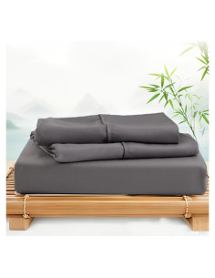 Juego de Sábanas King SilkWings 100% Viscosa Bambú 3pcs Gris