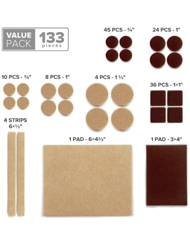 Almohadillas de Fieltro X-PROTECTOR 133 PCS para Muebles