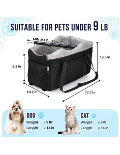 Asiento de Coche para Perros SlowTon Negro - Hasta 4 kg 2