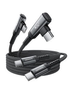 Cable USB C 240W Rápido Toocki 1m Trenzado Nylon Negro 2Pack