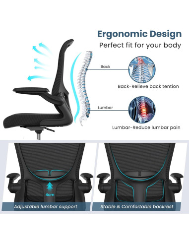 Silla de Dibujo Ergonómica Silybon EX-938W Ajustable Negro