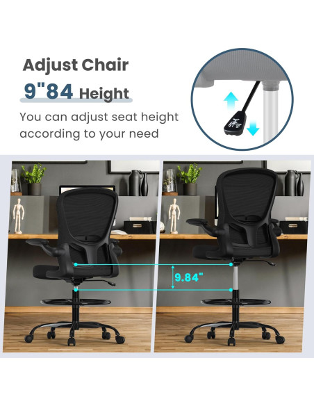 Silla de Dibujo Ergonómica Silybon EX-938W Ajustable Negro