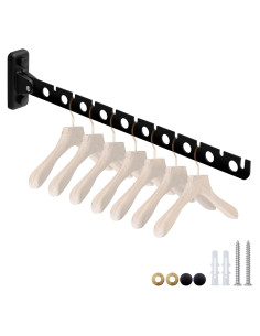 Perchero de Ropa Plegable ACNISM Montado en Pared Negro