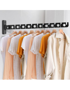 Perchero de Ropa Plegable ACNISM Montado en Pared Negro 2