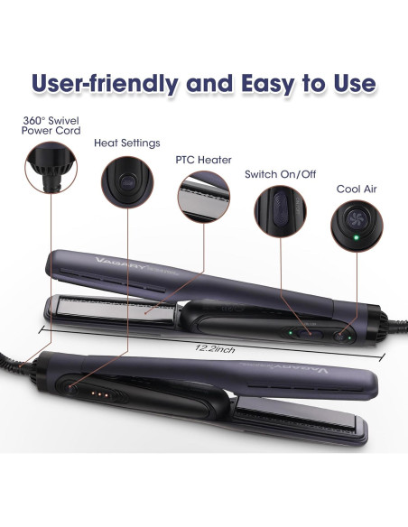 Plancha de Pelo VAGARY 2 en 1 con Aire, 3 Temperaturas
