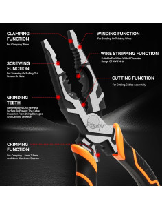 Alicates eléctricos DISEN 22.86 cm 7-en-1 multifuncionales 2