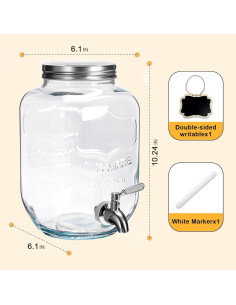 Dispensador de Bebidas de Vidrio RuileMei 3.78L con Grifo Inoxidable 2