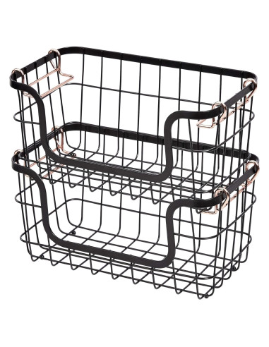 Cestas de Almacenamiento Apilables Amazon Basics 2 Piezas Negro