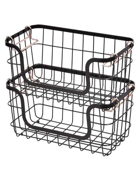 Cestas de Almacenamiento Apilables Amazon Basics 2 Piezas Negro