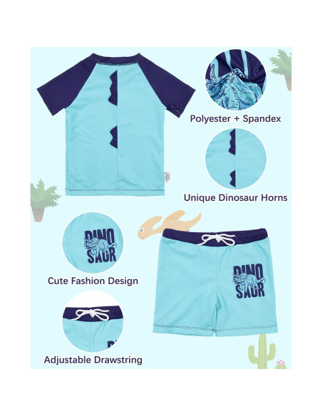 Traje de Baño 2 Piezas Alvababy 4T Triceratops UPF 50+