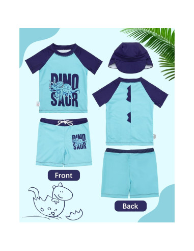 Traje de Baño 2 Piezas Alvababy 4T Triceratops UPF 50+