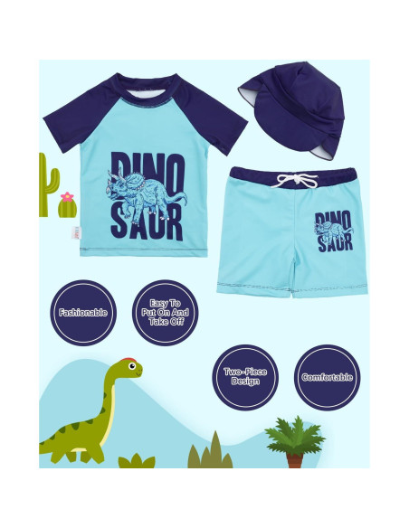 Traje de Baño 2 Piezas Alvababy 4T Triceratops UPF 50+