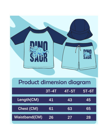 Traje de Baño 2 Piezas Alvababy 4T Triceratops UPF 50+