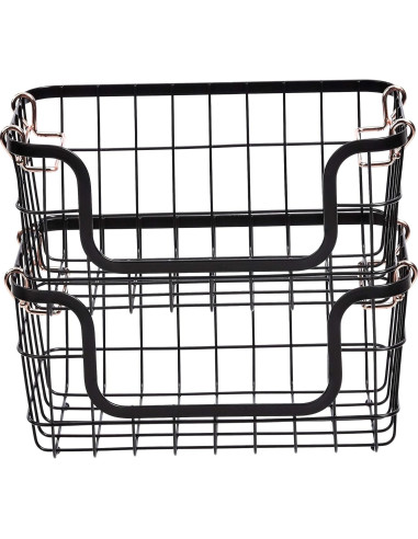 Cestas de Almacenamiento Apilables Amazon Basics 2 Piezas Negro