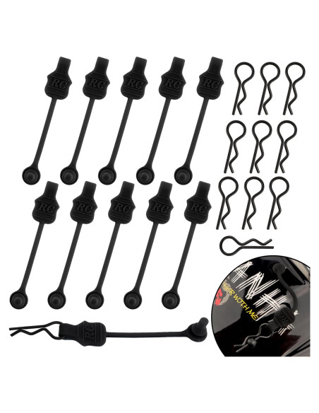 10 Clips de Cuerpo RC GDOOL 1.2mm con Anillas de Tirar Negras