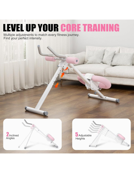 Entrenador Abdominal Ajustable PAPIBLU - Equipo Plegable Rosa