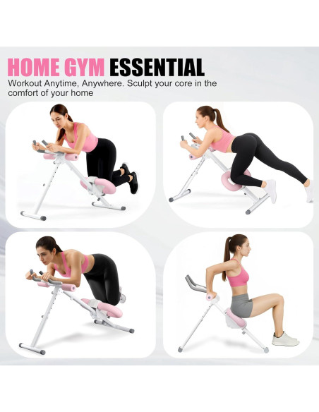 Entrenador Abdominal Ajustable PAPIBLU - Equipo Plegable Rosa