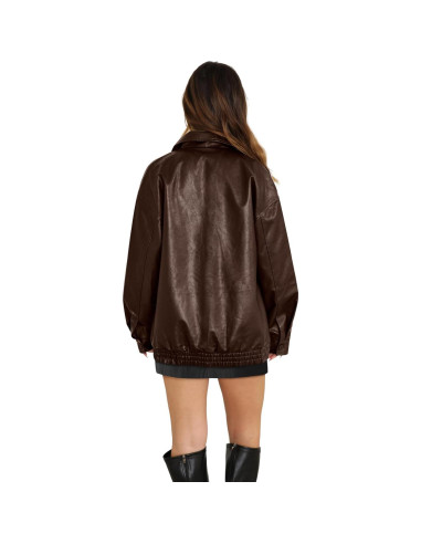 Chaqueta de Cuero Sintético Wiholl para Mujeres - Marrón Mediana