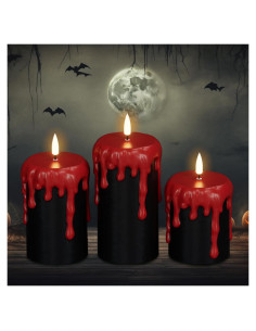 Velas LED Negras Sin Llama DRomance con Temporizador 3 Piezas