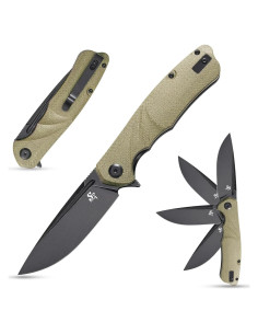 Cuchillo Plegable Sitivien ST132 Acero D2 Mango Micarta Verde