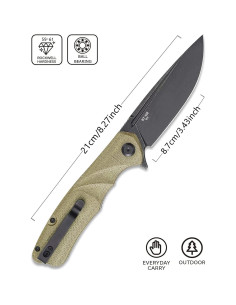 Cuchillo Plegable Sitivien ST132 Acero D2 Mango Micarta Verde 2