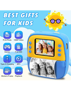Cámara Digital Instantánea para Niños Amyway 32GB Azul 2