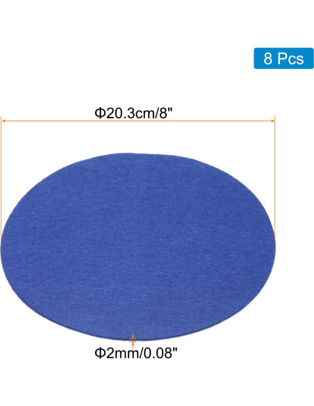Hojas de Fieltro Antideslizantes 20.3 cm Azul uxcell - 8 Pcs