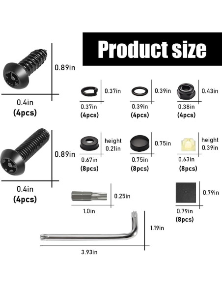 Kit de Tornillos Antirrobo para Placas de Licencia Povtii