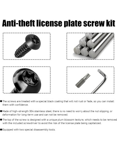Kit de Tornillos Antirrobo para Placas de Licencia Povtii
