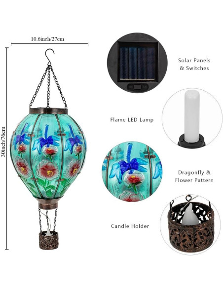 Linterna Solar de Globo Aerostático Sunnysolar Azul 76.2 cm