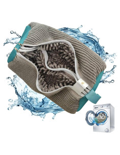 Bolsa Doble para Lavar Zapatos Triple M, Gris, 2 Paquetes