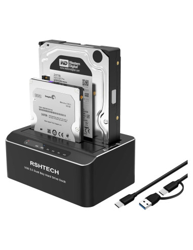 Estación de Acoplamiento USB-C/USB 3.0 RSHTECH RSH-DS01C Doble Bahía 22TB