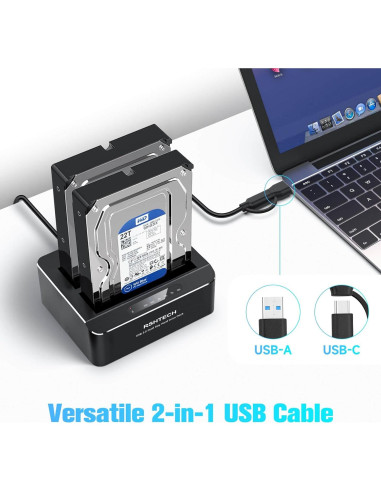 Estación de Acoplamiento USB-C/USB 3.0 RSHTECH RSH-DS01C Doble Bahía 22TB