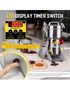 Molino de Granos Eléctrico CGOLDENWALL 800g Acero Inoxidable 2