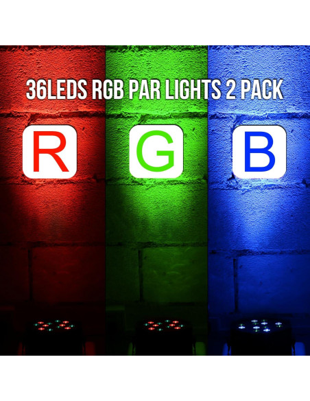 Luces de Escenario 36LEDs YeeSite 2Pack RGB 36W DMX