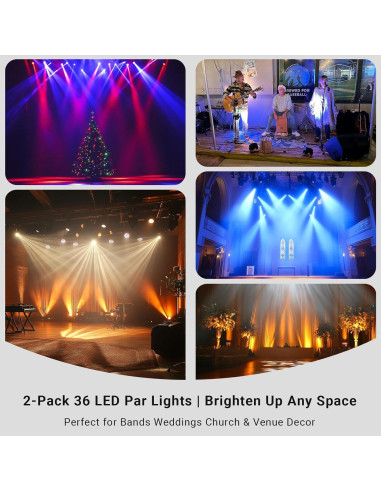 Luces de Escenario 36LEDs YeeSite 2Pack RGB 36W DMX