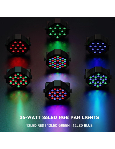 Luces de Escenario 36LEDs YeeSite 2Pack RGB 36W DMX
