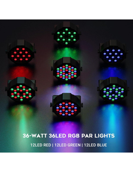 Luces de Escenario 36LEDs YeeSite 2Pack RGB 36W DMX