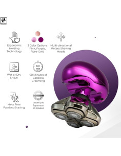 Afeitadora Eléctrica Skull Shaver Butterfly Kiss Pro Púrpura 2