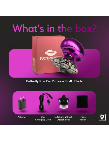 Afeitadora Eléctrica Skull Shaver Butterfly Kiss Pro Púrpura