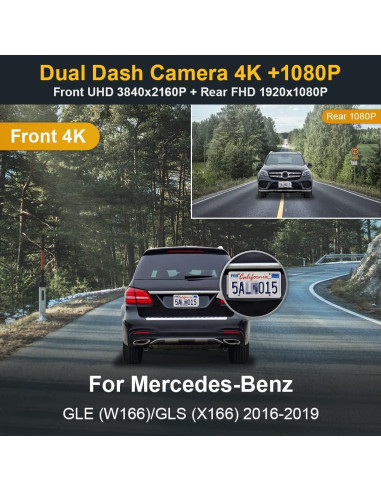 Cámara de Salpicadero Fitcamx 4K+1080P para Mercedes-Benz GLE/GLS 2016-2019