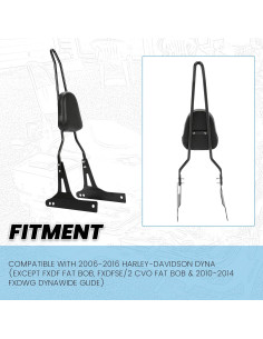 Respaldo Trasero Desmontable ECOTRIC Negro para Harley Dyna 2006-2016 2