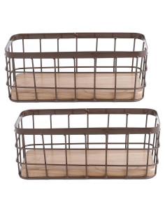 Juego de 2 Cestas de Alambre Dicunoy 25.4x10.16 cm Rústicas