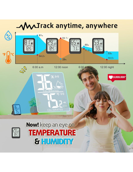 Paquete de 3 termómetros digitales interiores AyayaBoss - Mini higrómetro