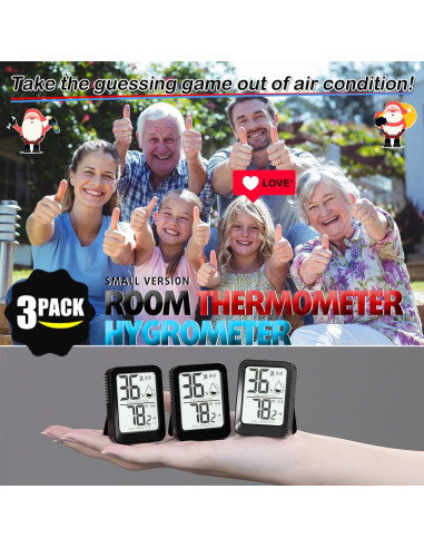 Paquete de 3 termómetros digitales interiores AyayaBoss - Mini higrómetro