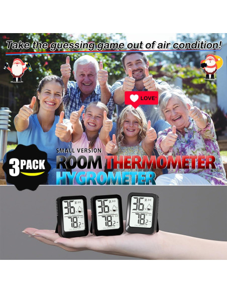 Paquete de 3 termómetros digitales interiores AyayaBoss - Mini higrómetro