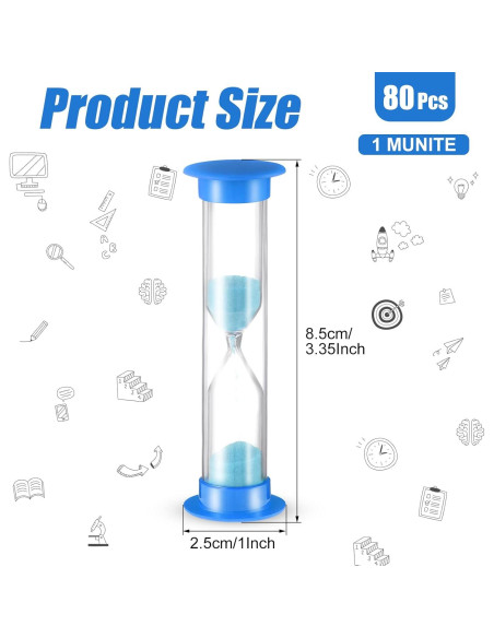 Temporizador de Arena 2 Minutos Queekay 48 Pcs Azul