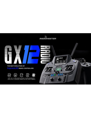 Controlador de Radio Radiomaster GX12 ELRS 2 Doble Banda 1000Hz