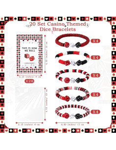 Conjunto de Fiesta de Casino Tondiamo 20 Pulseras y Tarjetas 2