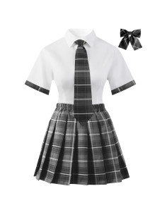 Disfraz de Chica Escolar Grande Gris Oscuro con Blusa y Falda